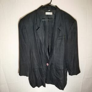 Vtg Liz Claiborne 20 Blazer Women Black Rayon Plus Size Classic Korea 80s 90s